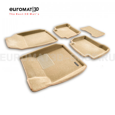 Текстильные 3D коврики Euromat3D Business в салон для Renault Latitude (2010-) № EMC3D-003718T Бежевые