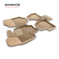 Текстильные 3D коврики Euromat3D Business в салон для Toyota Rav 4 (2019-2026) (АКПП) № EMC3D-005105T Бежевые