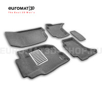 Текстильные 3D коврики Euromat3D Lux в салон для Mitsubishi L200 (2015-) № EM3D-003615G Серые