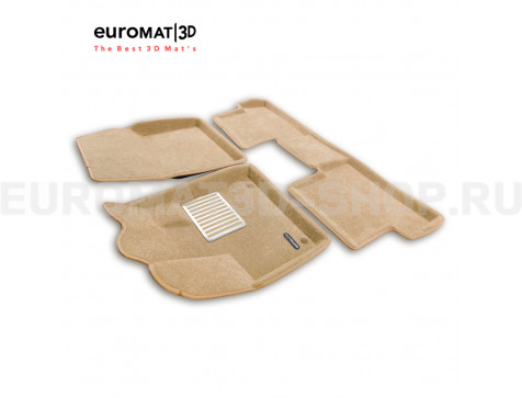 Текстильные 3D коврики Euromat3D Lux в салон для Peugeot 3008 (2016-) № EM3D-003907T Бежевые